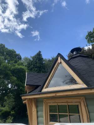 Roof of Hut and sky line