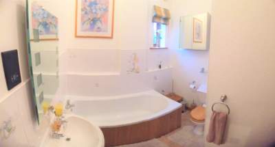 Oak Barn Master Bathroom pano view